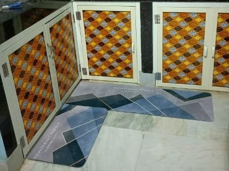 Soft Cotton Rubber Floor Mat with Geometric Runner Set