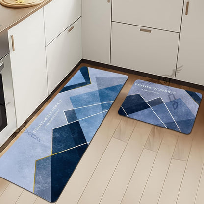 Soft Cotton Rubber Floor Mat with Geometric Runner Set